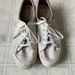 Keds Ortholite WF58007M Sneakers- Women's Size 7.5 tan Stripe Cloth Comfort